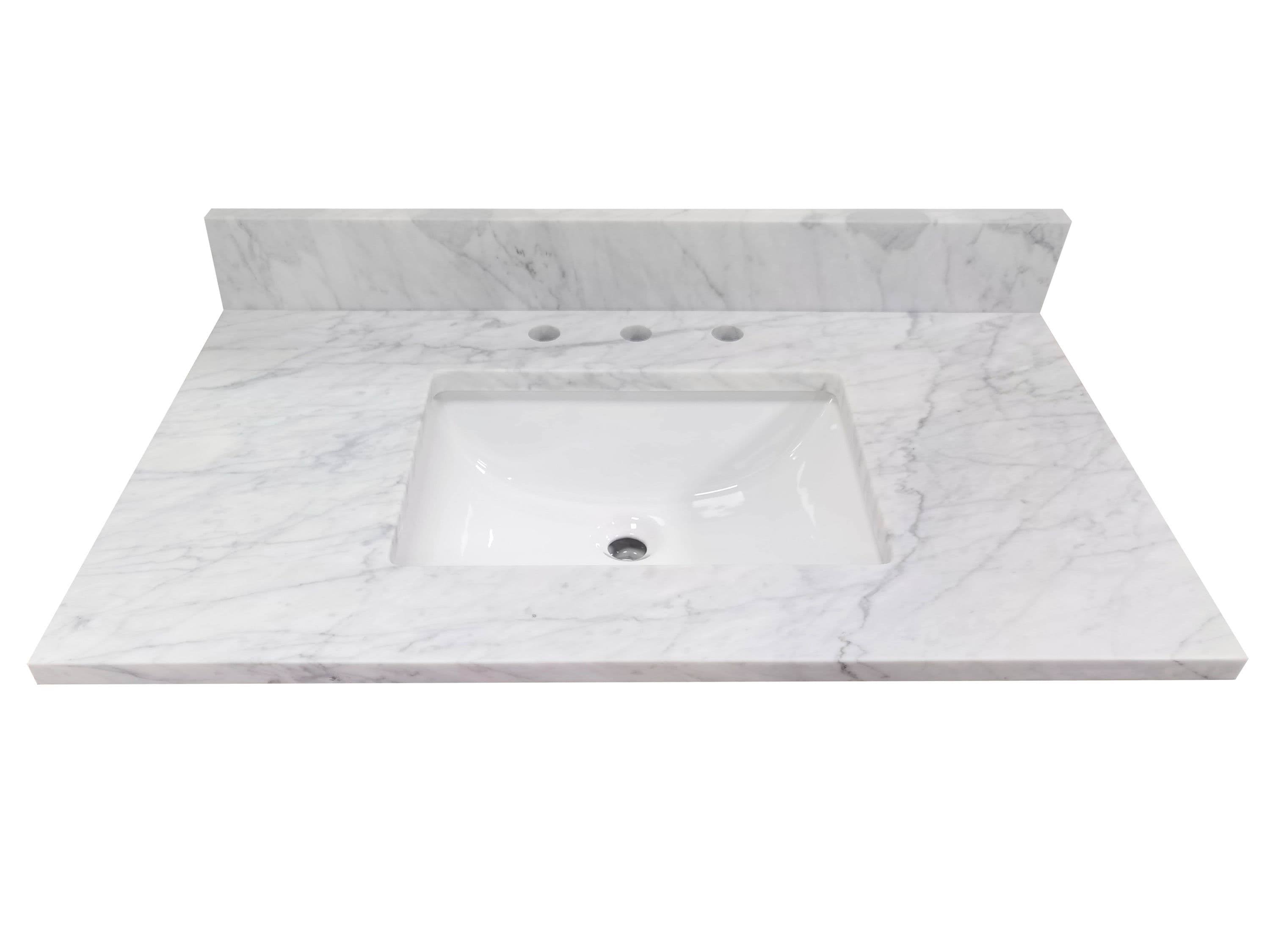 Allen + Roth Natural Carrara Marble 31-in White Natural Marble Single Sink Bathroom Vanity Top | 261411