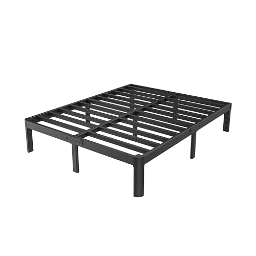 Full Size Bed Frame No Box Spring Needed, 14 Inch Metal Full Bed Frame, DIY Headboard Holes, Heavy Duty Steel Support 3500 LBS, Noiseless