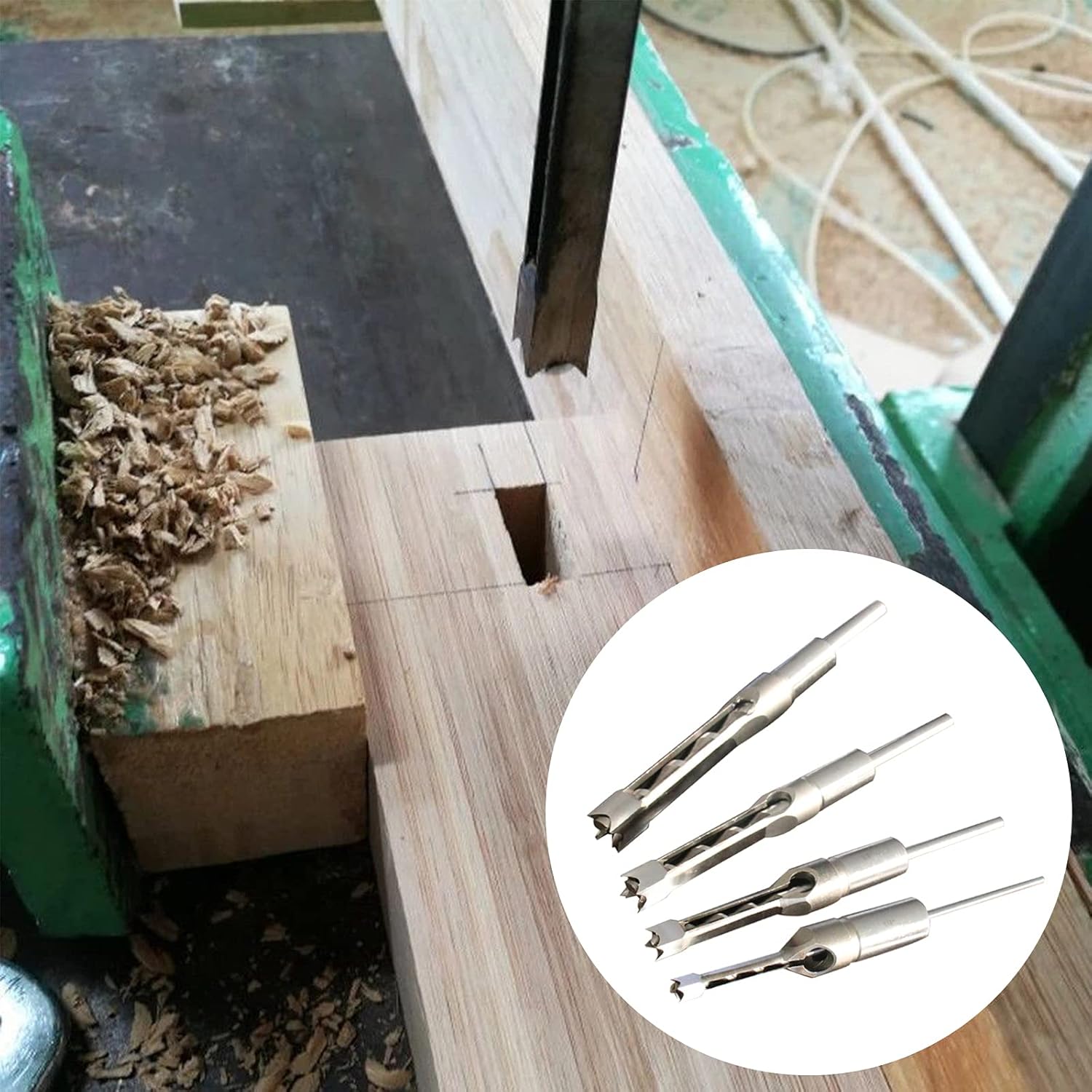 TWSOUL Bench Drill Locator Set, Square Hole Chisel Drilling Machine Woodworking Bench Mortiser Location Tool