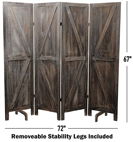 Premium Home Room Divider and Folding Privacy Screens for Partition, Wall dividers, Room Separator, Temporary Wall, Rustic Barnwood (Barnwood X)