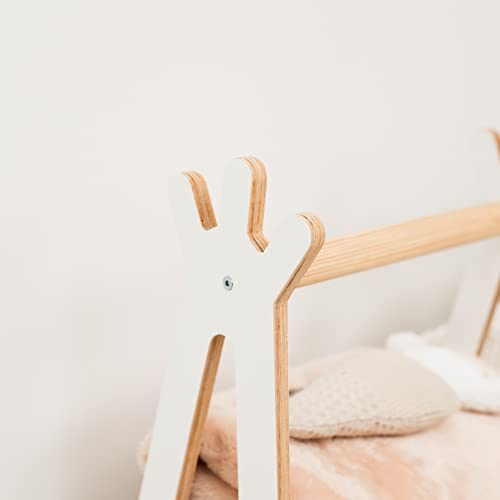 Montessori Teepee Style Clothing Rack Furniture for Toddler Wood Kids Playroom Natural Wooden Nursery Baby Neutral Room Storage Clothes Shelf Kids
