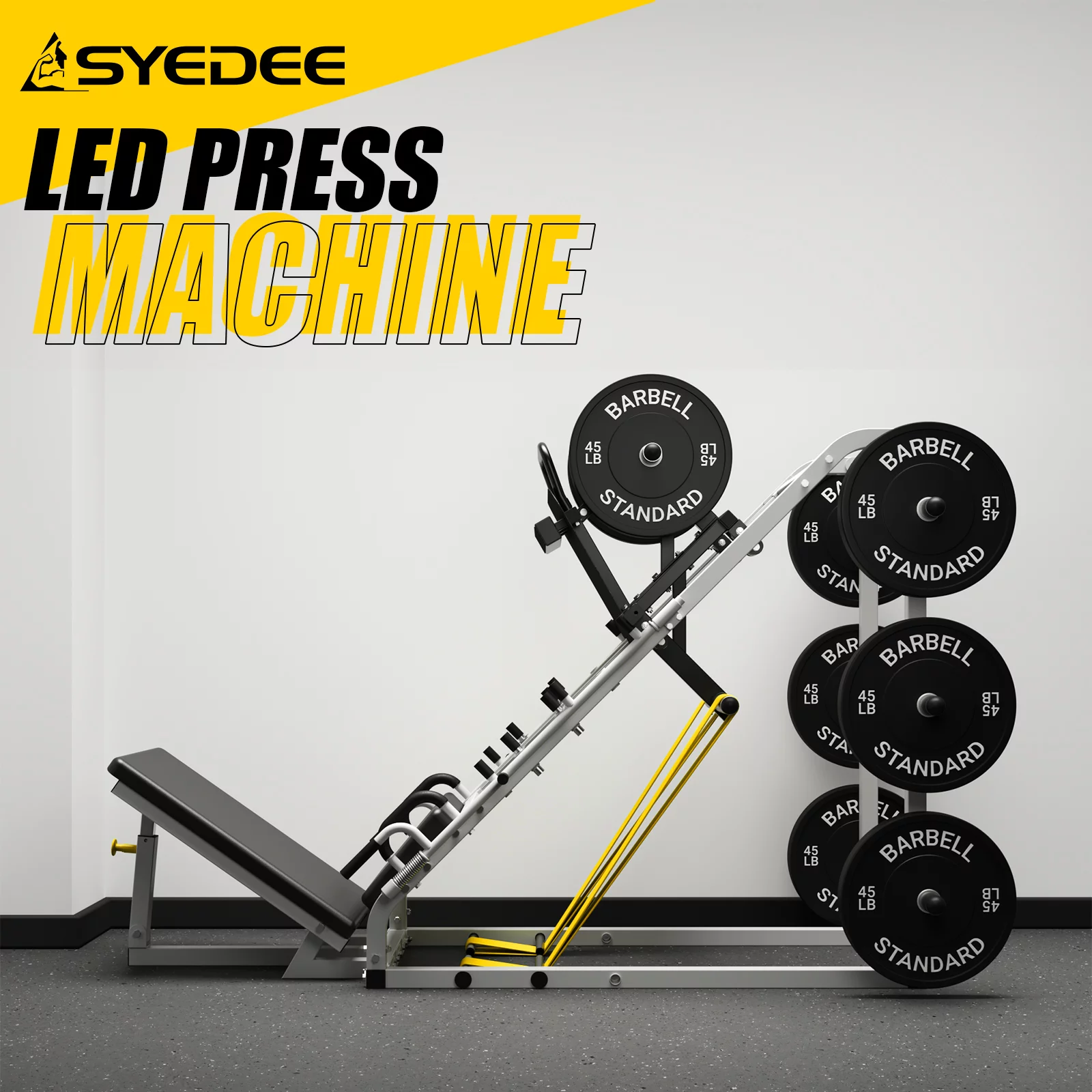 syedee Leg Press Machine with Calf Block, 1500LBS Weight Capacity Adjustable Leg Machine with Resistance Band Pegs and Plate Storages
