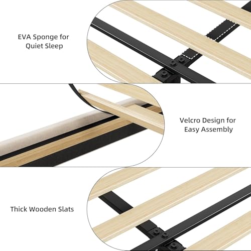 IDEALHOUSE Queen Size Bed Frame with Storage Headboard, Upholstered Platform Beds with Drawers, Charging Station, Noise-Free, No Box Spring Needed