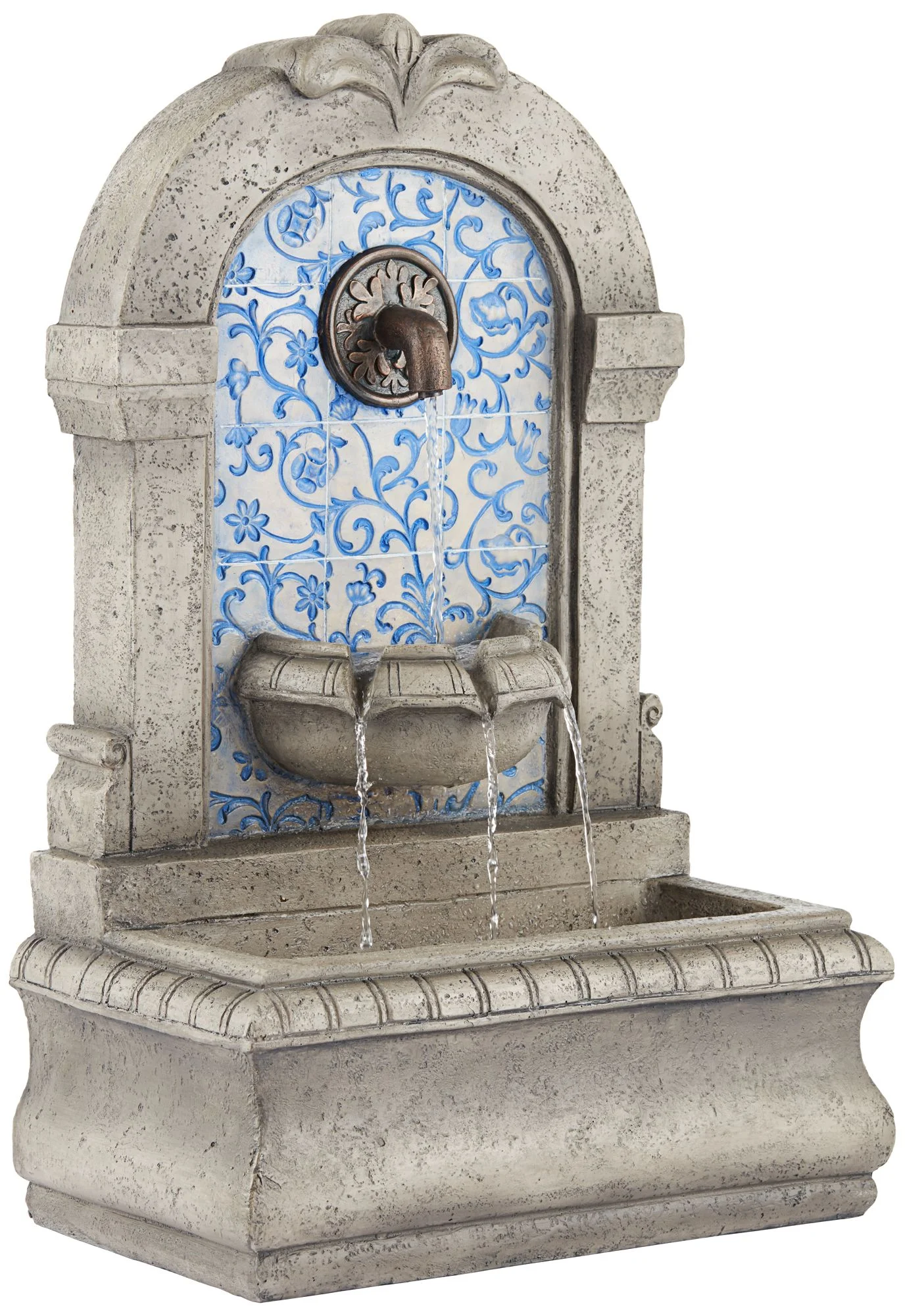 John Timberland Manhasset Modern Cascading Spout Bowl Outdoor Wall Water Fountain 30 1/4" for Yard Garden Patio Home Deck Porch Exterior Balcony Roof