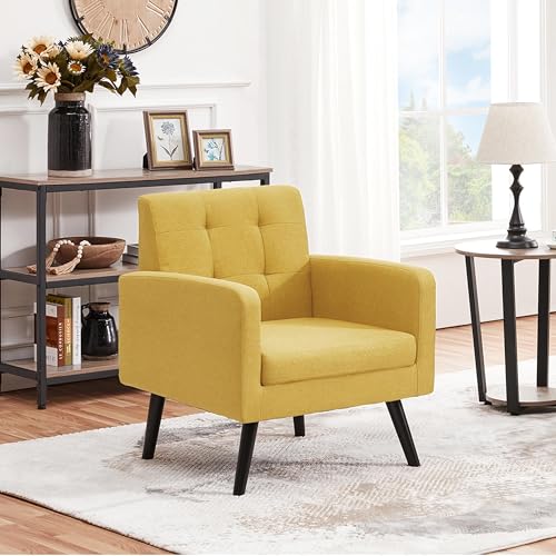 Yaheetech Mid-Century Accent Chairs, PU Leather Modern Upholstered Living Room Chair