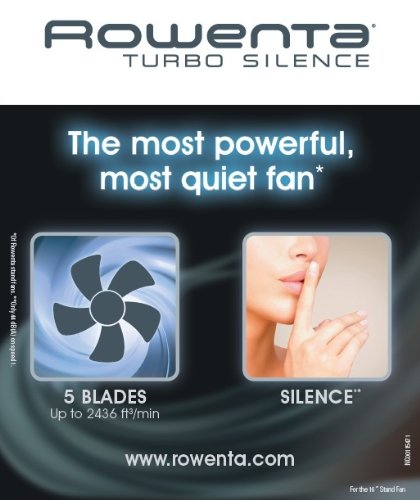 Rowenta Turbo Silence Oscillating 16-Inch Stand Fan Powerful and Quiet with Remote Control - Smart Home Appliances