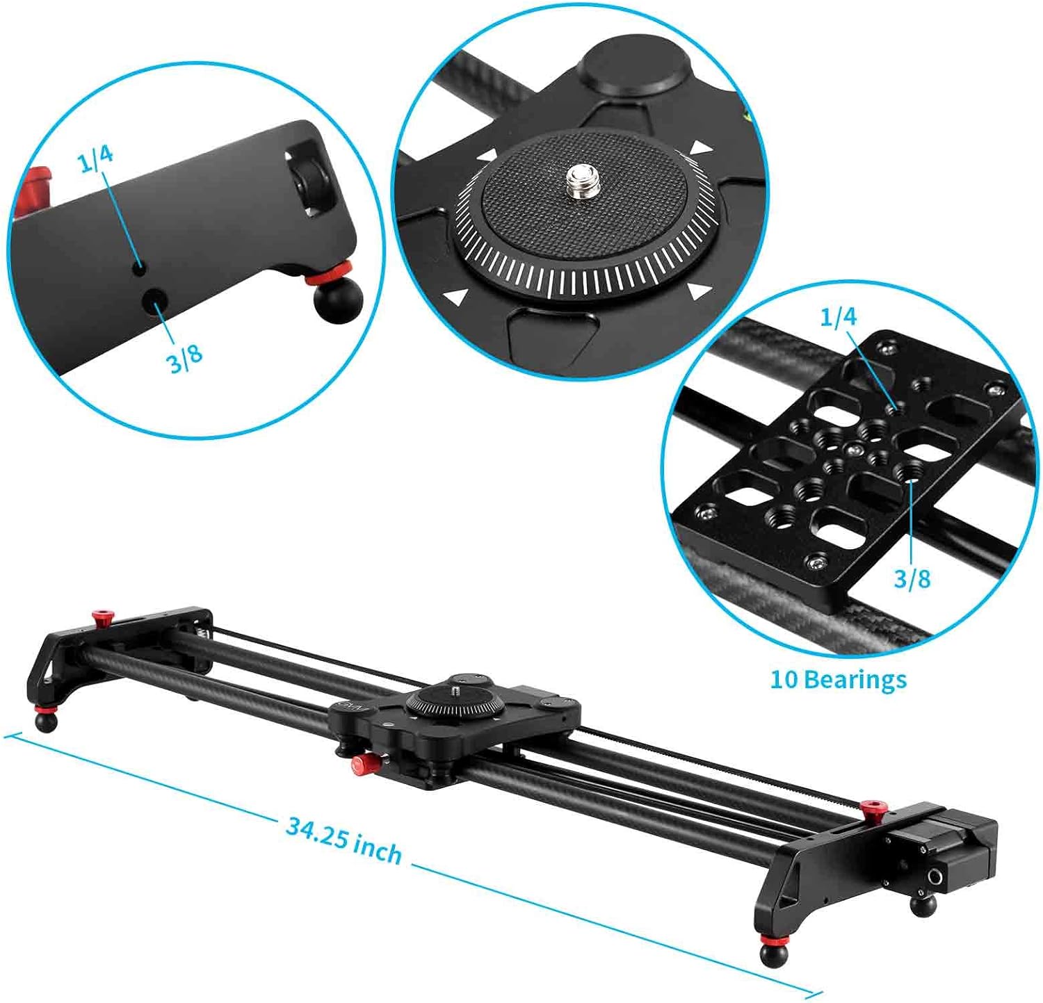 GVM Motorized Camera Slider, 31 Carbon Fiber Dolly Rail Camera Slider with Time-Lapse Photography
