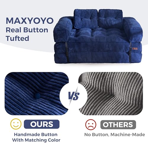 MAXYOYO Folding Sofa Bed, L-Shaped Convertible Sofa Bed with Armrest Foldable Sleeper Couch with Pillow