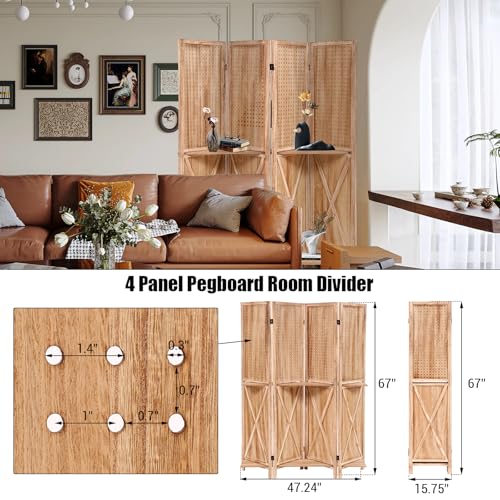 5.6FT Tall Room Divider,Japanese Room Divider 6 Panel Shoji Screen Room Dividers