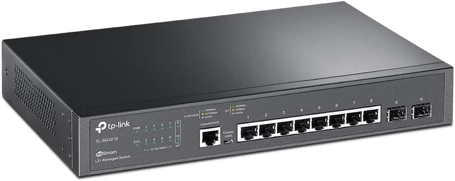 TP-Link TL-SG3210 v3 | 8 Port Gigabit Switch, 2 SFP Slots | Omada SDN Integrated | L2+ Smart Managed | IPv6 | Static Routing | L2/L3/L4 QoS