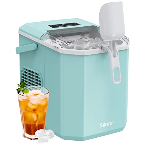 Nugget Ice Maker Countertop, Silonn Chewable Pellet Ice Machine with Self-Cleanin Function, 33lbs/24H Portable Ice Makers for Home Kitchen Officce
