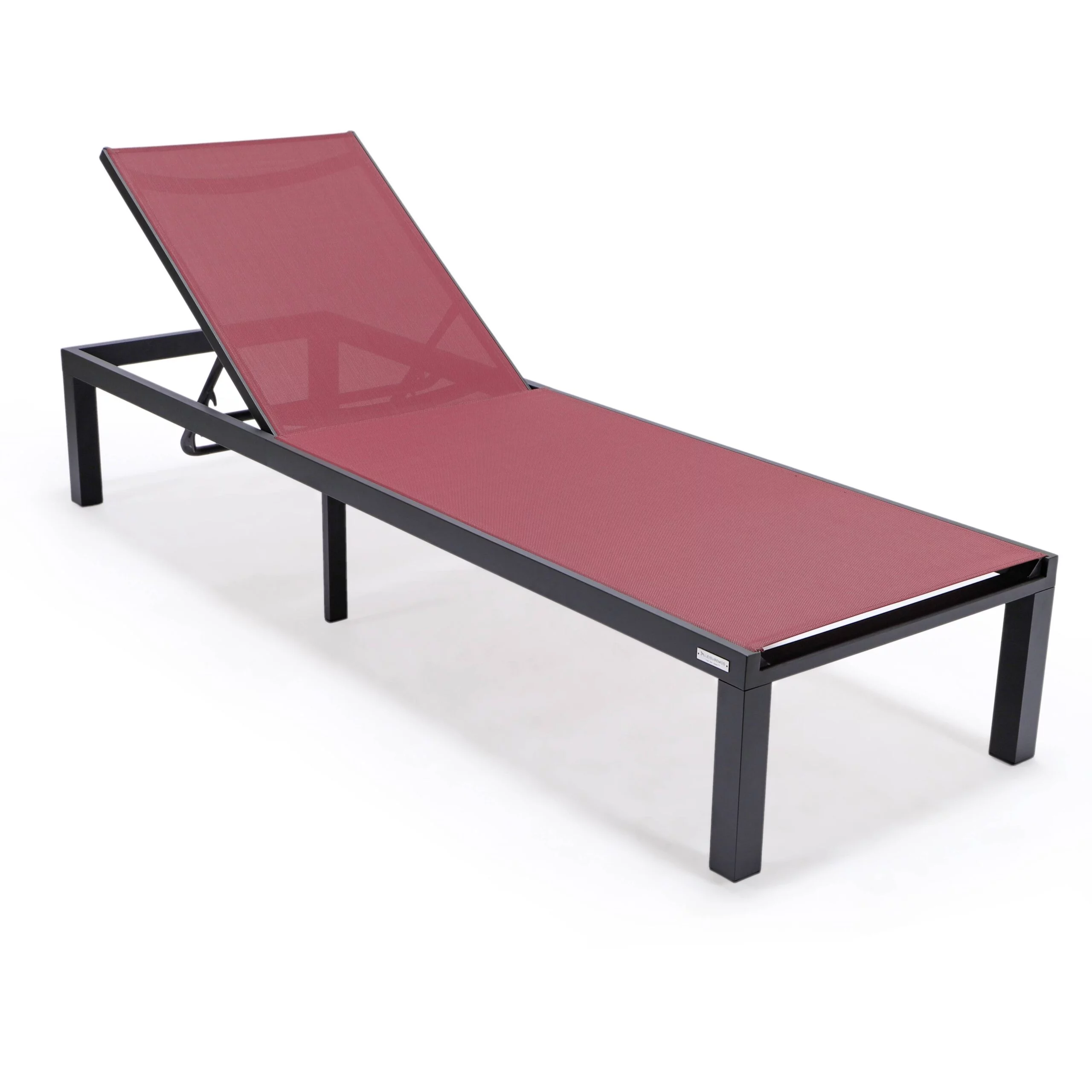LeisureMod Marlin Poolside Outdoor Patio Lawn and Garden Modern Black Powder Coated Aluminum Frame Suntan Sling Chaise Lounge Chair