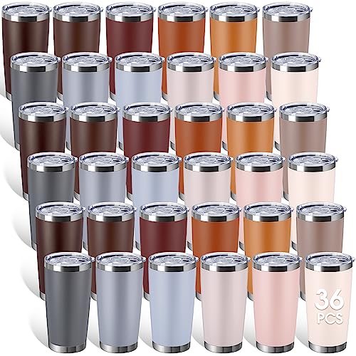 Sieral 36 Packs Stainless Steel Tumbler Bulk with Lid Vacuum Double Wall Insulated Travel Coffee Mug Powder Coated Tumbler Cup for Graduation Wedding