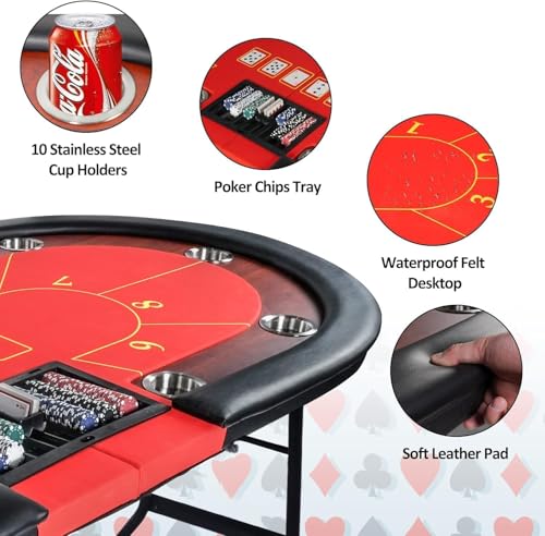 Premium 84" Poker Table Foldable with Chips Tray