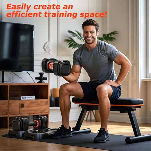 Adjustable Dumbbells Set of 2, 1-Sec Adjustable Weights Dumbbells Set, 5 in 1 Free Dumbbell with Anti-Slip Texture Handle
