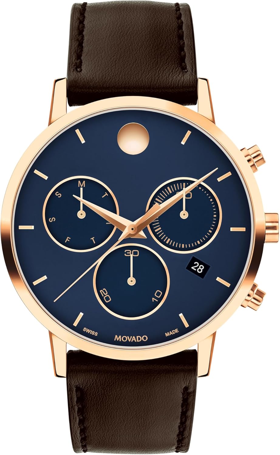 Movado Museum Classic Men's Watch - Swiss Quartz Chronograph Movement, Calfskin Strap - 3 ATM Water Resistance - Classic