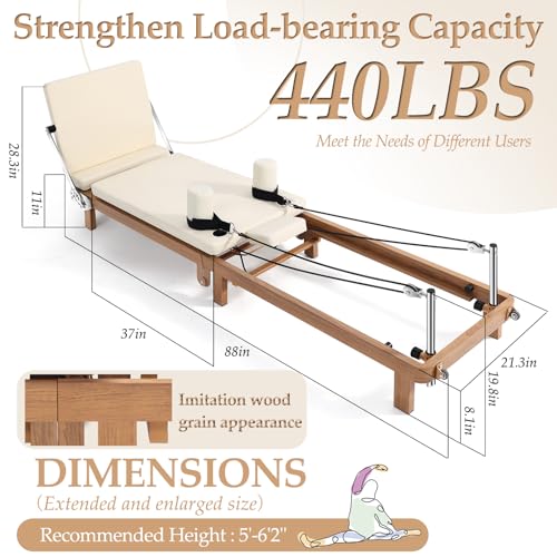 Pro Pilates Reformer, Pilates Reformer Machine for Home Gym Women Exercise Use