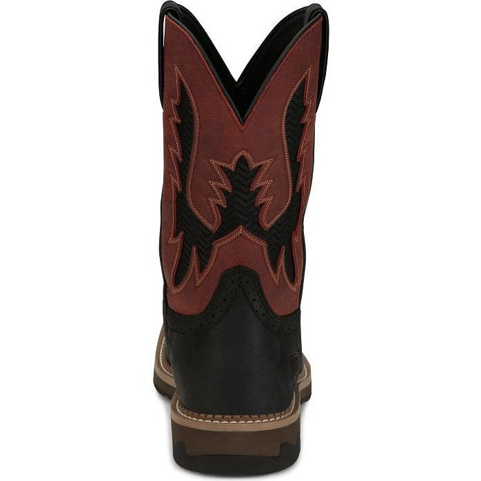Justin Men’s Bolt 11″ Square Toe Western Work Boot -Black- SE4116