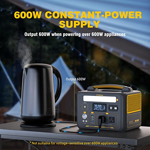 VTOMAN Jump 600X Portable Power Station, LFP Battery Powered Generator with 2x 600W AC Outlets (Surge 1200W), 4x USB ports