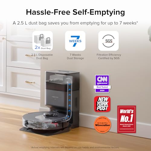 roborock Q5 Max+ Robot Vacuum with Self-Empty Dock, Upgraded from Q5+, 5500 Pa Suction, DuoRoller Brush, Hands-Free Cleaning for up to 7 Weeks