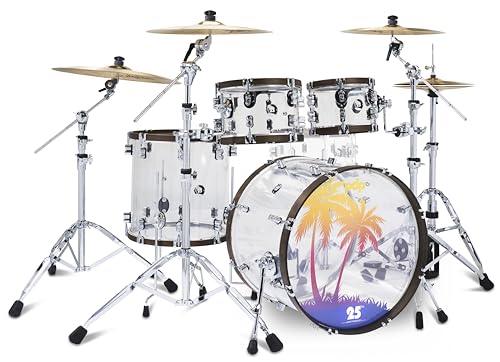 PDP By DW PDP 25th Anniversary 4-Piece Clear Acrylic with Walnut Stain Hoops Drum Set Shell Pack (PDLT221425TH)