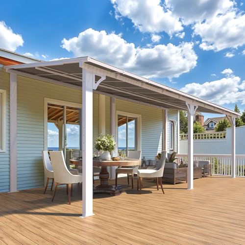 AECOJOY 10&rsquo; x 10&rsquo; Gazebo, Wall Mounted Gazebos Pergola on Clearance, Outdoor Patio Lean to Gazebo Awnings for Deck, Porch