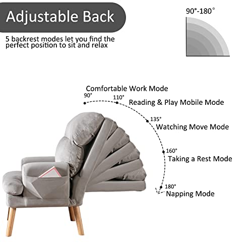 INZOY Accent Chairs with Ottoman, Velvet Fabric Armchair with Ottoman for Bedroom Living Room