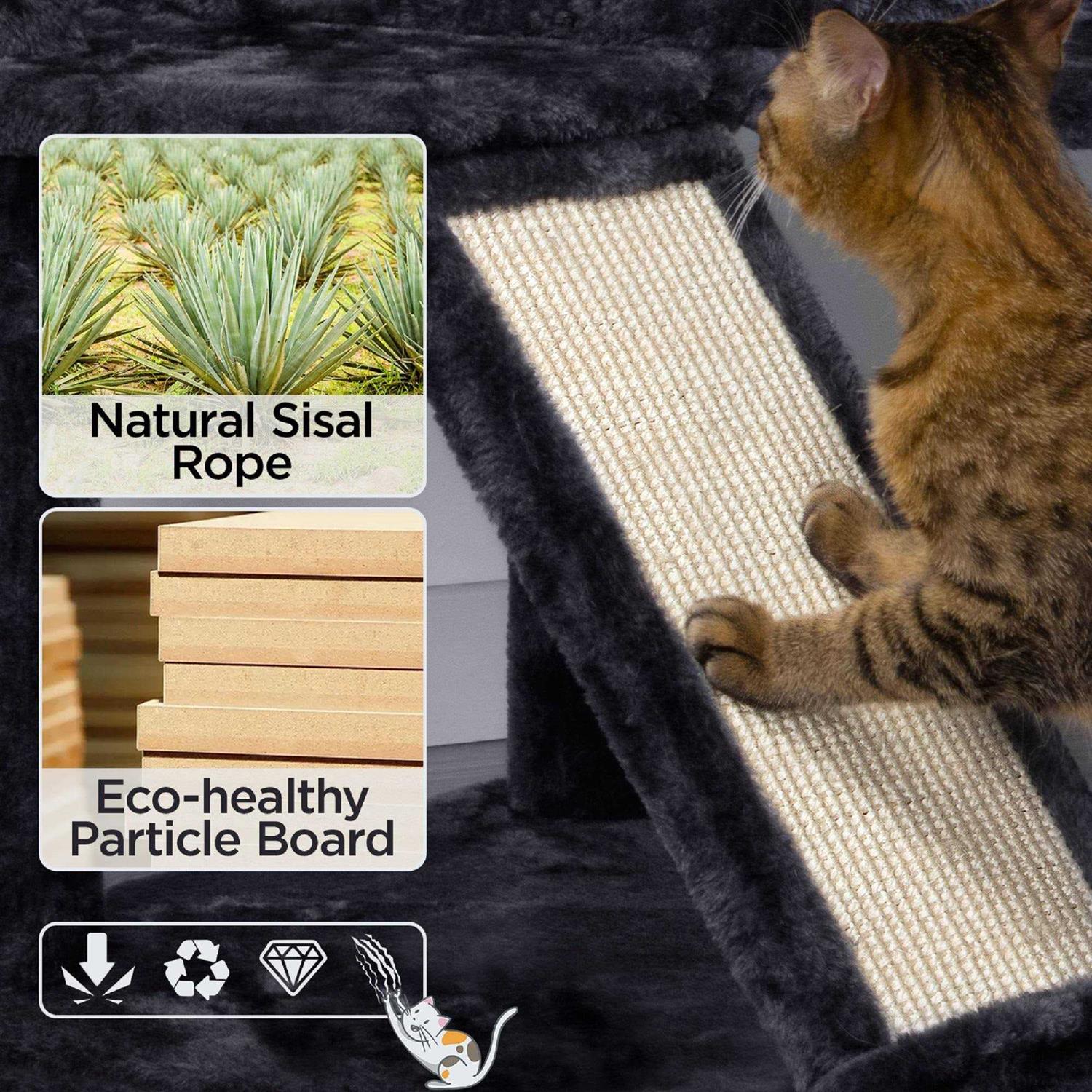 Topeakmart Black Plush Cat Tree with 2 Condos for Kittens - Pet Supplies online store