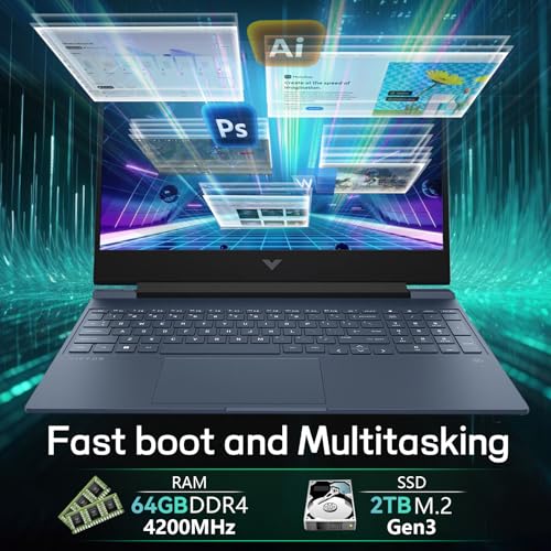 HP Victus 15 Gaming Laptop,Intel Core i7-13620H(10C/16T), NVIDIA GeForce RTX 4060,15.6“FHD Display Laptop Computer,32GB RAM 2TB NVMe SSD with Webcam