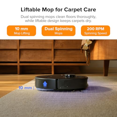 roborock Qrevo S5V Robot Vacuum and Mop, FlexiArm Edge Mopping, 12,000Pa Suction, Dual Zero-Tangle System, Smart Obstacle Avoidance, 10mm Mop Lifting