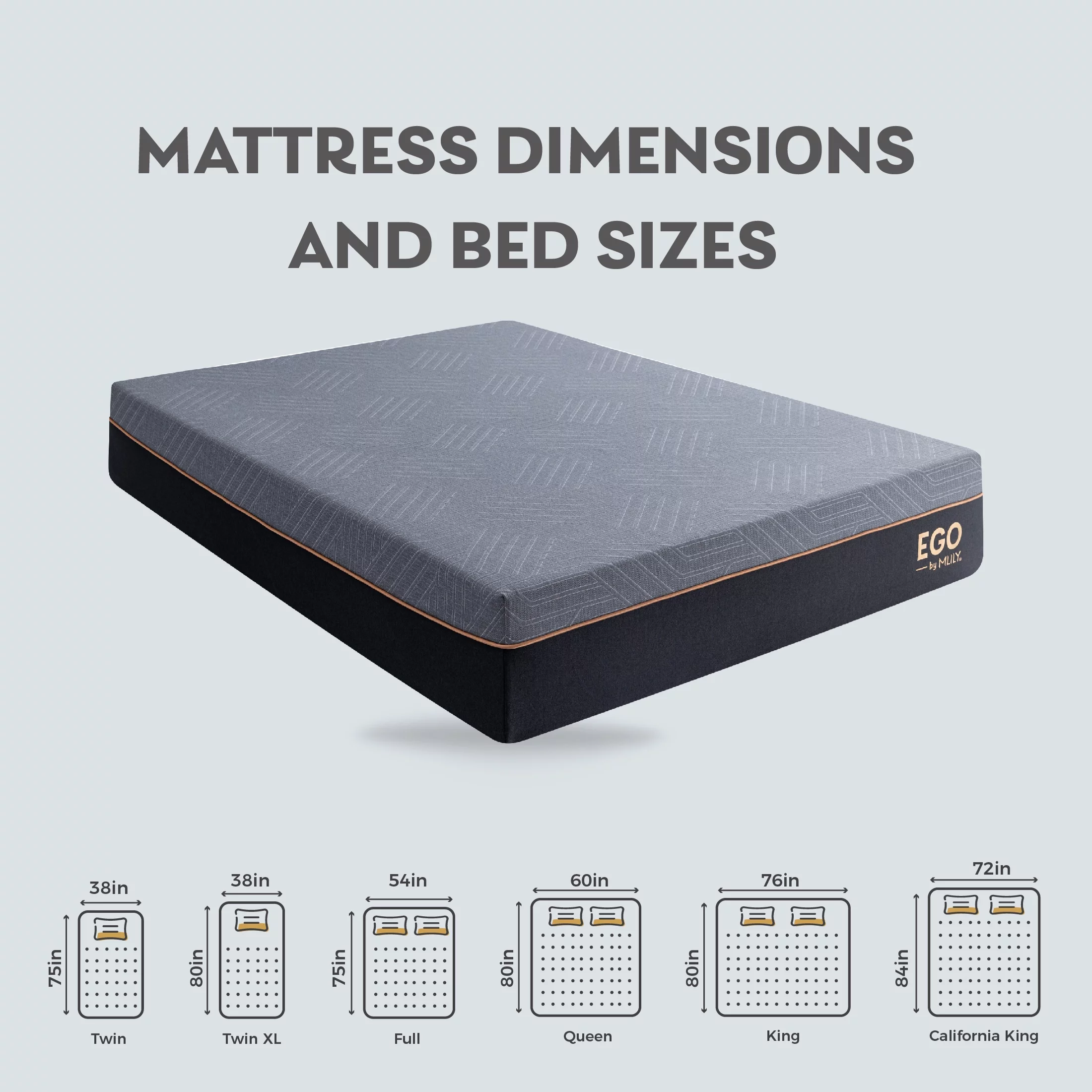 MLILY Ego Black 12 inch Queen Mattress in a Box, Gel Memory Foam Mattress, Medium