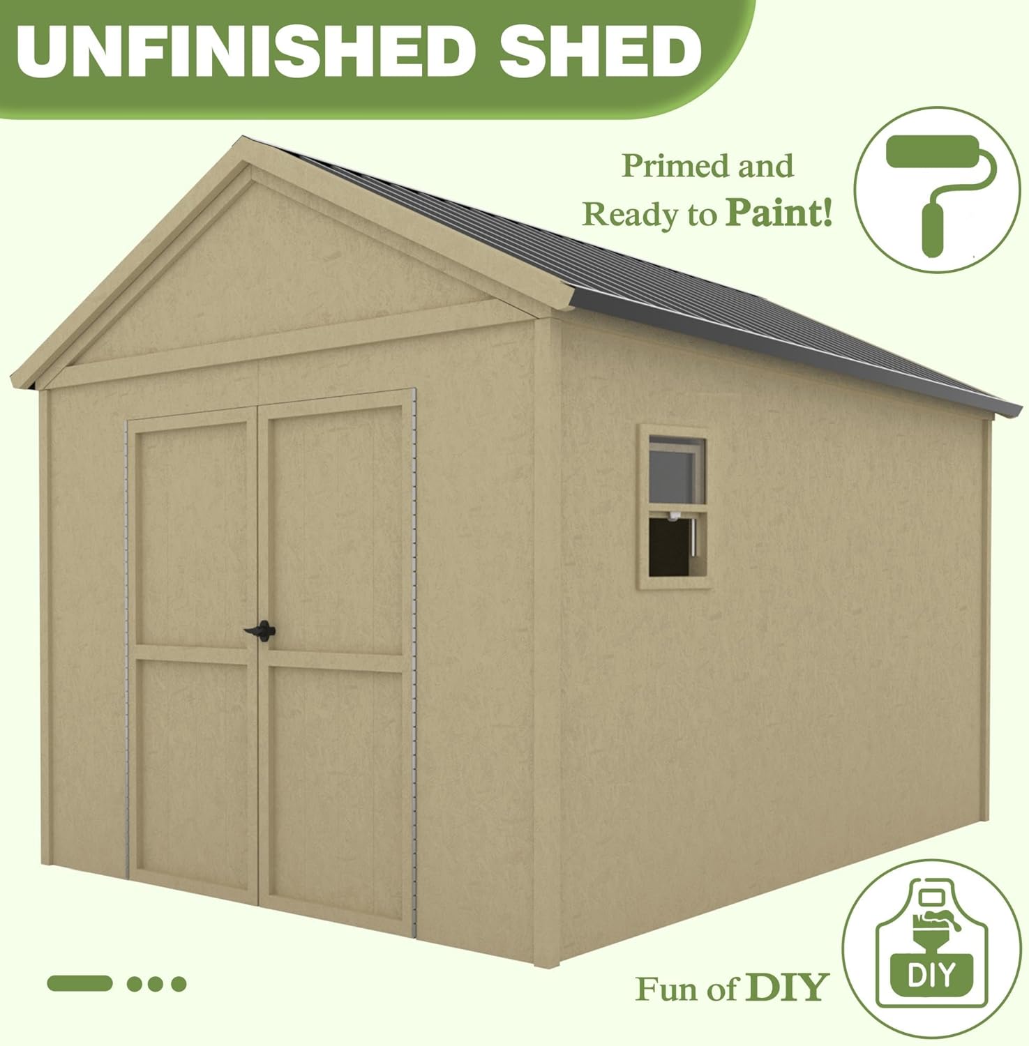 MUPATER 12 ft x 9 ft Outdoor Wood Shed with Metal Roof, Lean-to Storage shed Garden Furniture Tools with Lockable Door and Vents for Garden, Patio