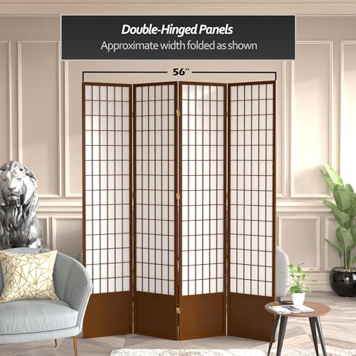 Red Lantern 7 ft. Tall Window Pane Shoji Screen-White-3 Panels Room Divider