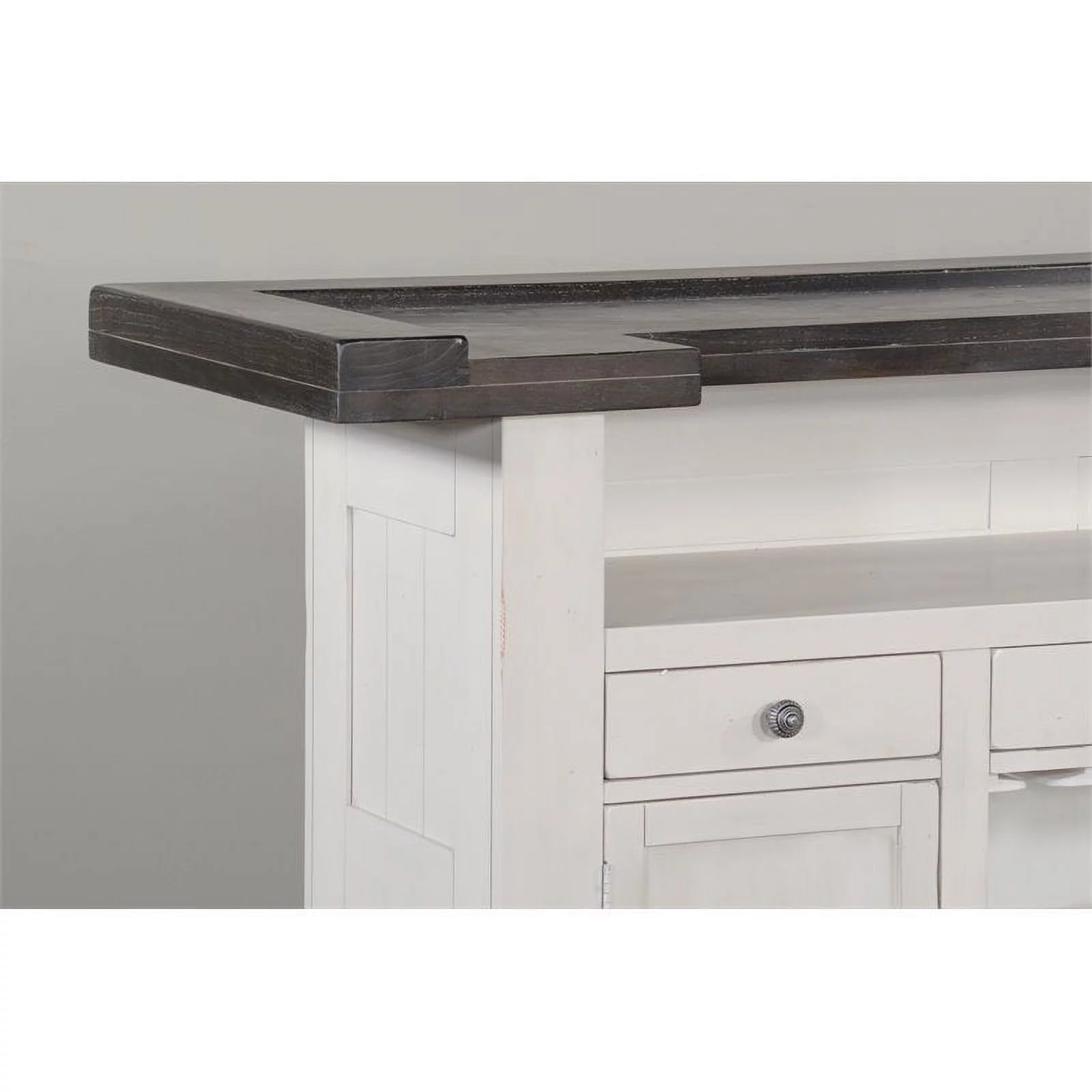 Pemberly Row Espresso Finish 78" Farmhouse styled Wood Bar Unit