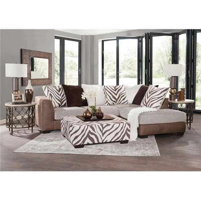 American Furniture Classics Model 08CTA-A413V2 Square Arm Series Brown and White Zebra Upholstered Ottoman