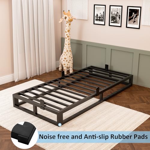 6 Inch Queen Bed Frame with Steel Slat Support, Low Profile Queen Metal Platform Bed Frame Support Mattress Foundation