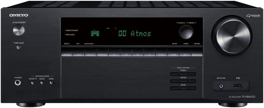 Onkyo TX-NR6050 7.2-Channel Network Home Theater Smart AV Receiver 8K/60, 4K/120Hz