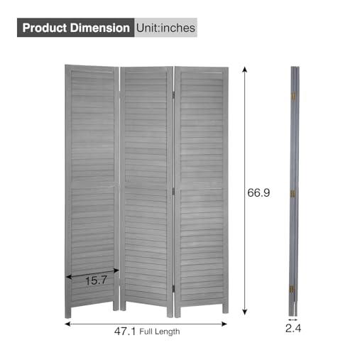 Room Divider 6 Panel Wood Privacy Screen Folding Partition Wall Room Dividers Freestanding White 5.57 FT Tall Divider for Room Separation