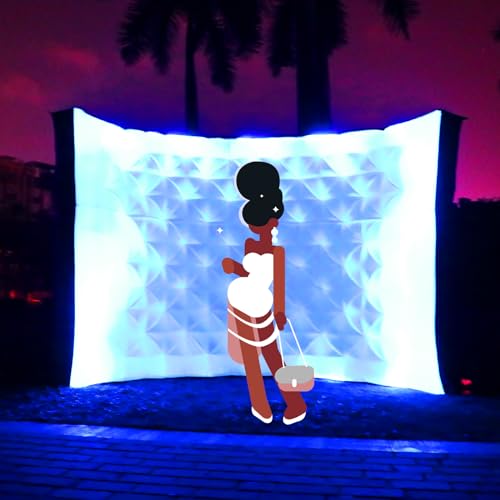 White Inflatable Photo Booth Wall with Led Lights(16 Colors Changing), Inflatable Tent(8.3x4x8.3 ft) Inner Air Blower for Parties Anniversary Events