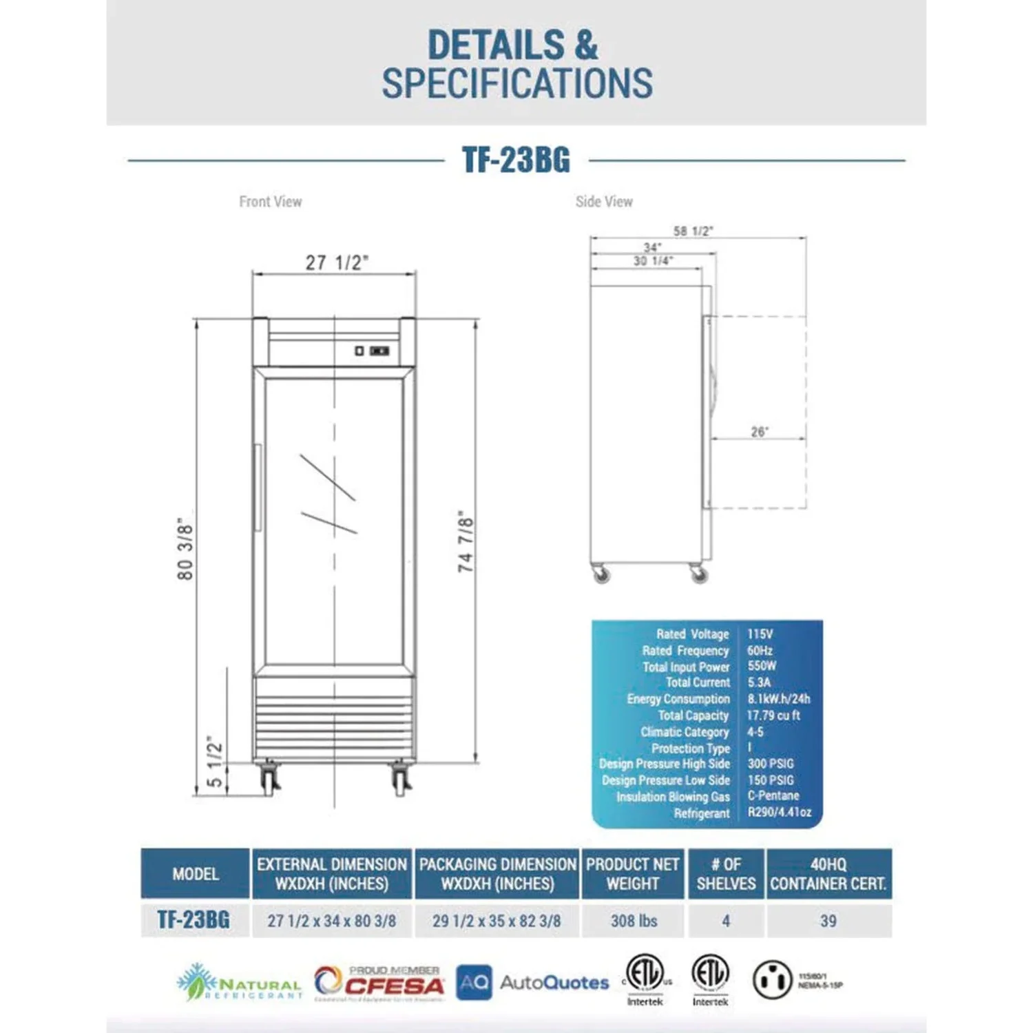 West Kitchen WKF-23BG 27 1 Door Glass Reach-In Freezer