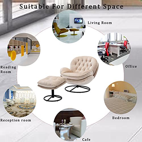 Baysitone Velvet Swivel Accent Chair with Ottoman Set, Modern Lounge Chair with Footrest, Comfy Armchair with 360 Degree Swiveling for Living Room