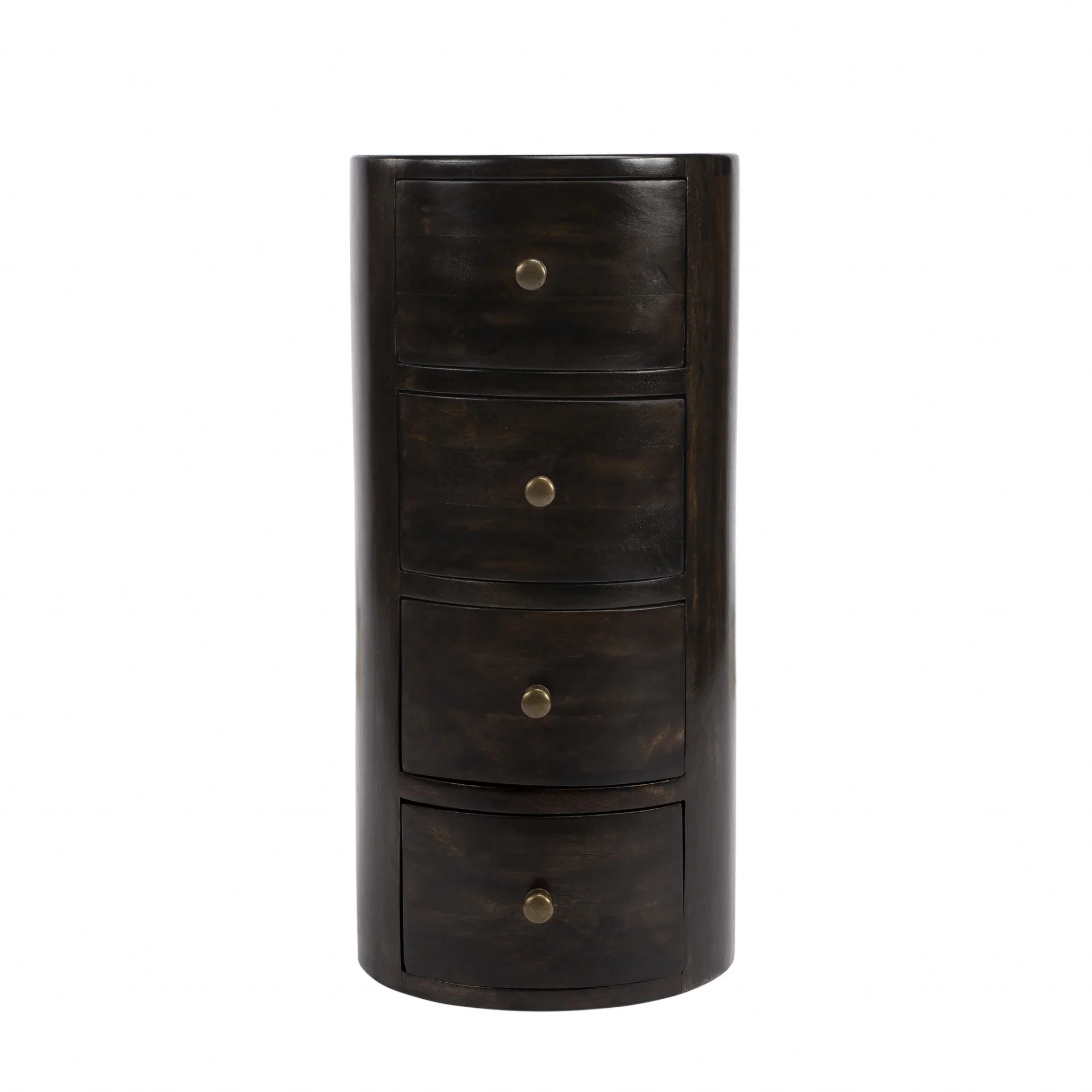 HomeRoots 476446 24 in. Chocolate Wood Round End Table with Four Drawers, Dark Brown