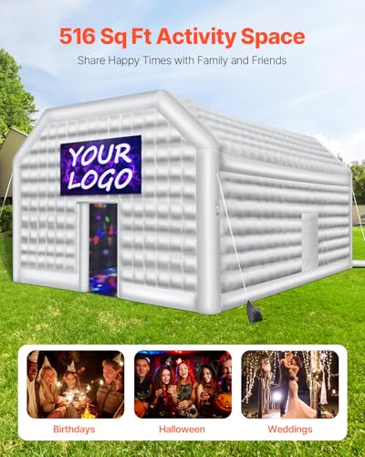 VEVOR Inflatable Nightclub, 26.2 x 19.7 x 13.1 Ft, Blow up Party Tent with Disco Lights & 1100W Blower, Large Inflatable Night Club Tent for Adults