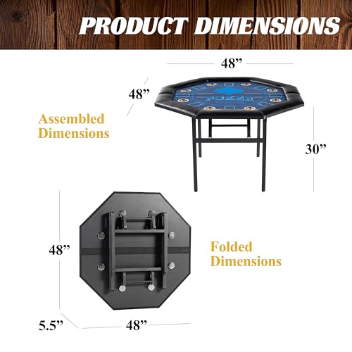 Barrington Poker Multiple Styles Folding Poker Table & Poker Table Top/Dining Table Collection, Durable Padded Rail Tables with Felt Playing Surface