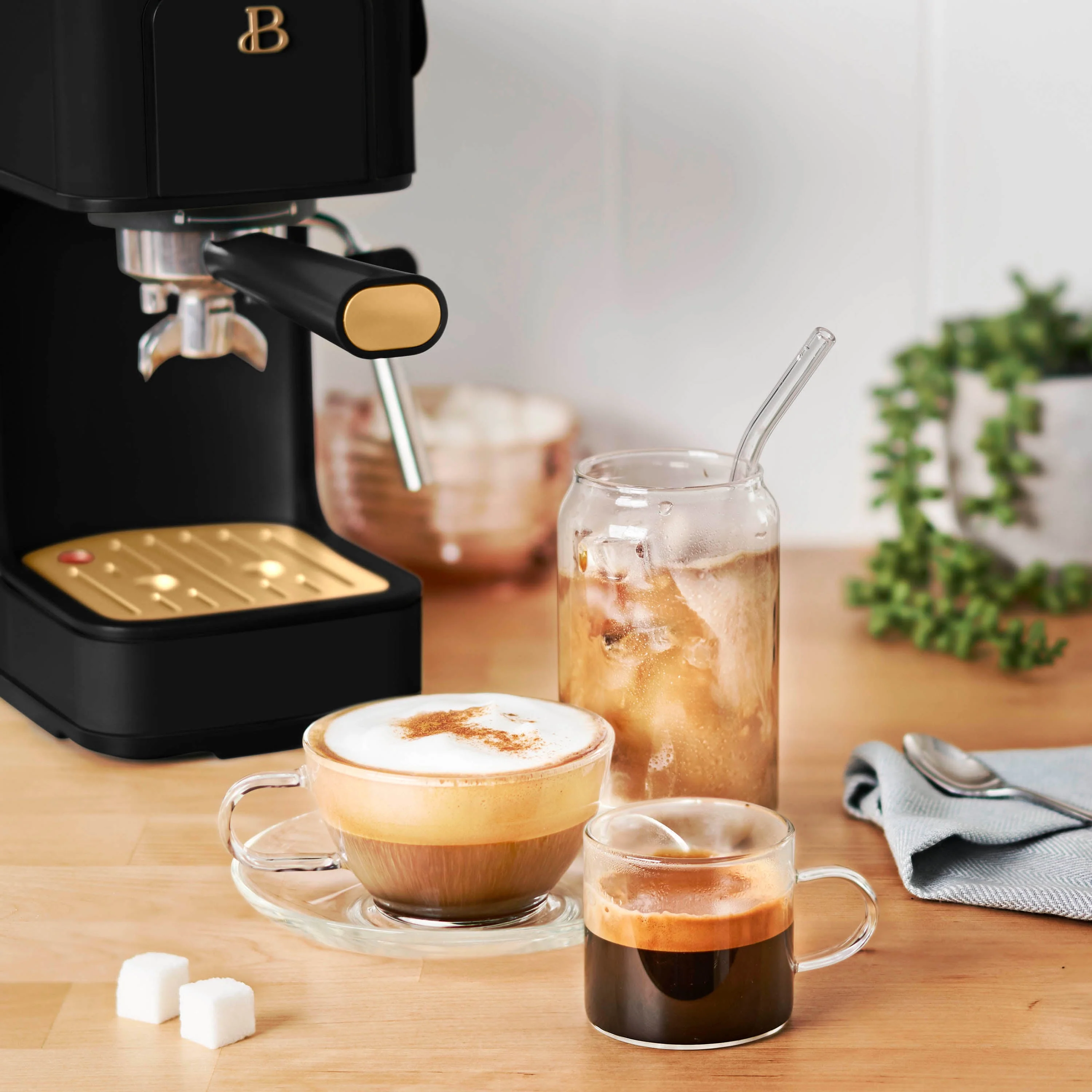 Beautiful Slim Espresso Maker with 20-Bar Pressure, White Icing by Drew Barrymore