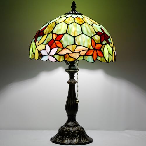 Tiffany Table Lamp Stained Glass Lamp 12X12X19 Inch Antique Reading Light (Sea Blue Pear)
