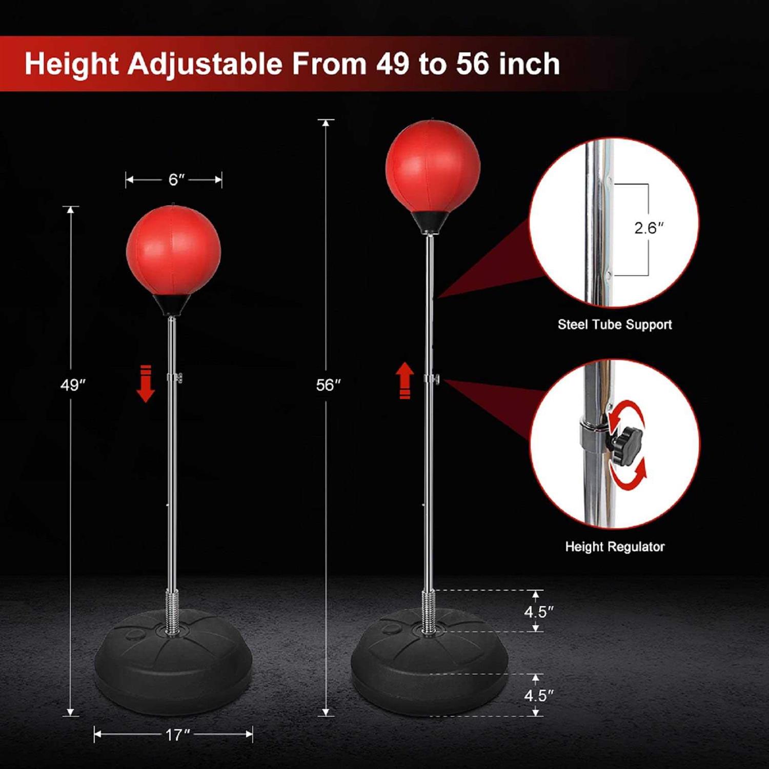 Dripex Punching Bag with Stand for Adults Kids Adjustable Speed Reflex Training Bag Including Boxing Gloves - Sports Supplies Online Store