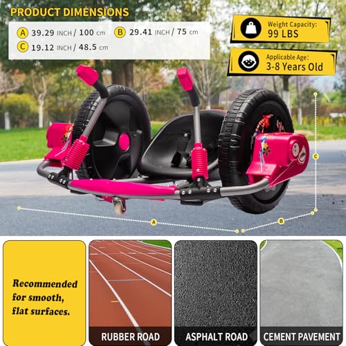 Electric Drift Kart with 16" Large Tyres, 360° Swivel Capability, Dual Lever Steering, 12V Ride On Toys for Boys and Girls from 3 Years Old