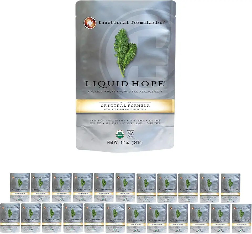 Functional Formularies Liquid Hope Organic Tube Feeding Formula And Nutritional Meal Replacement Supplement, 12 Oz Pouch, Pack of 24