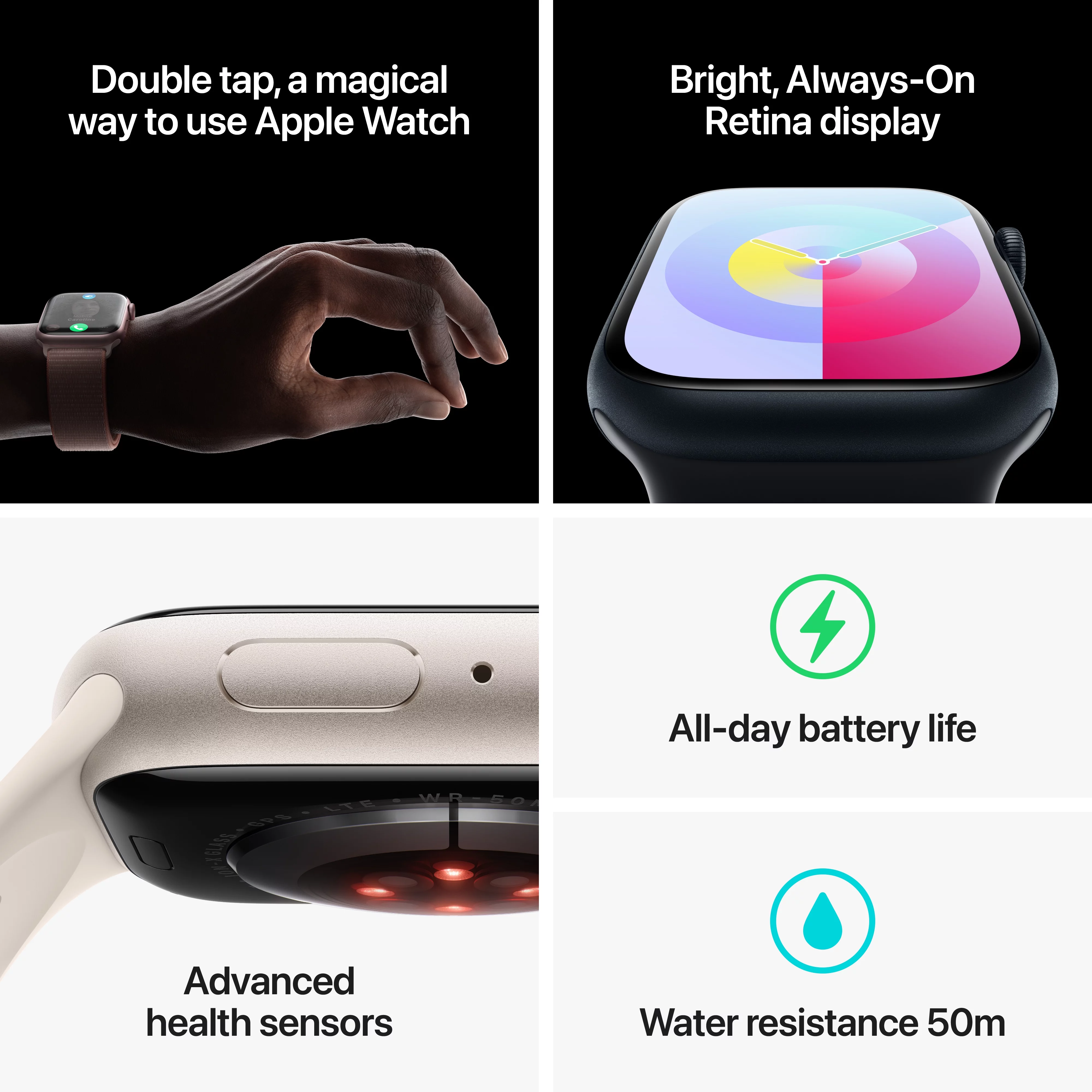 Apple Watch Series 9 GPS + Cellular 45mm Midnight Aluminum Case with Midnight Sport Band - M/L. Fitness Tracker, ECG Apps, Always-On Retina Display